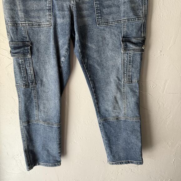 Kancan Jeans Womens 9 28 Cargo Utility‎ Denim Straight Leg Pocket Stretch Pants - Picture 3 of 9